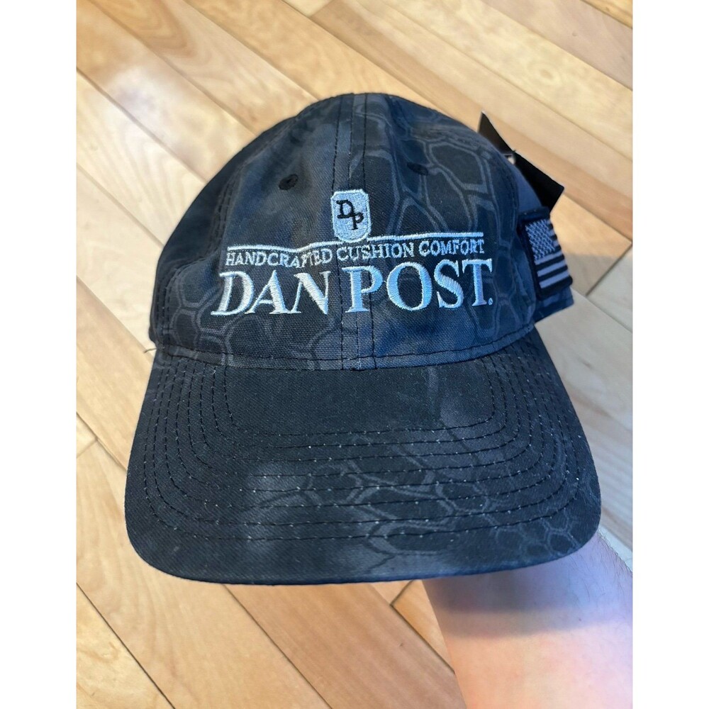 Dan post cowboy boots baseball hat nwt adult black flat outdoor cap company